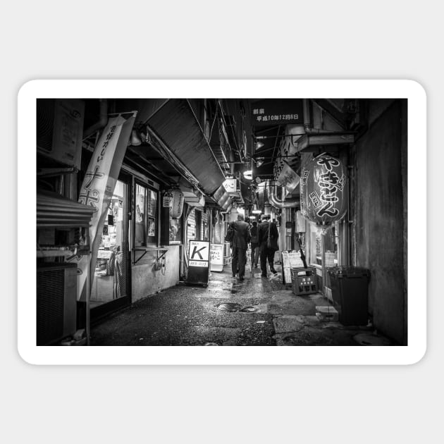 Black and White Tokyo bar alley monochrome Sticker by TokyoLuv